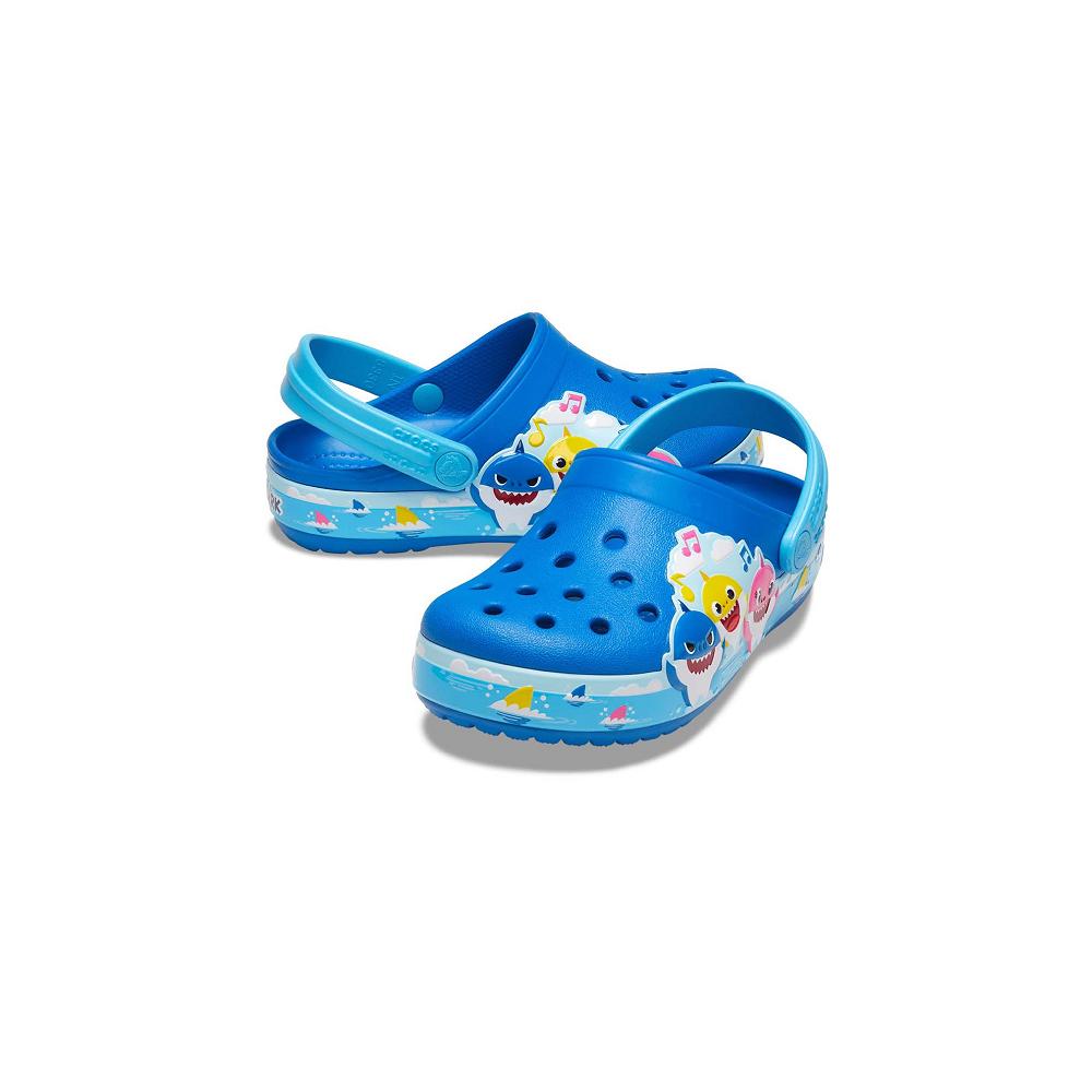 Blue Girls' Crocs Fun Lab Baby Shark Band Clogs | NZ 1542ILHS